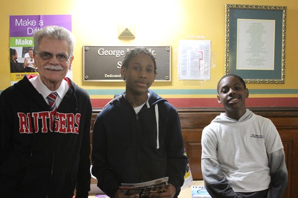 Mr. Brown discusses his career in education with DLEACS' middle school students.